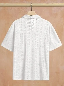 VENTUSAIL 男士成熟休閒短袖襯衫，度假風 - 白色 - 查看 2