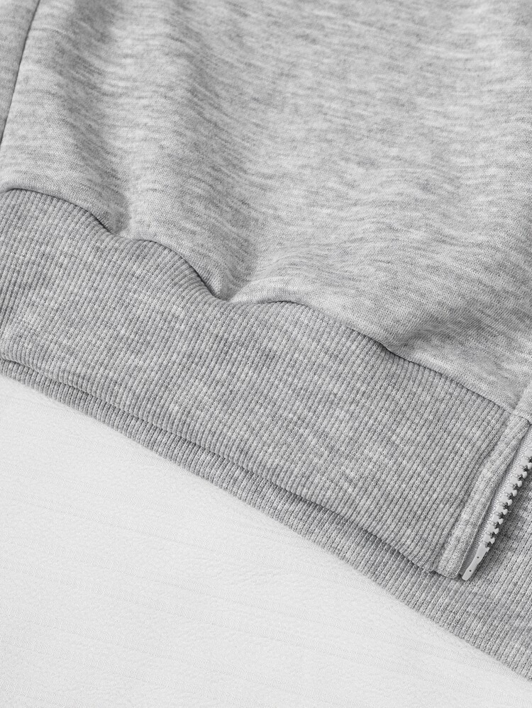TEEN Girls Fall/Winter Sports Set: Hoodie, Zip-Up Cardigan, And Loose-Fit Sweatpants - Grey - View 9