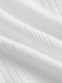 SHEIN MOD Solid Ribbed Knit Polo Collar White Tank Top - White - View 6