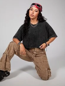 Coolane 女款四季外出性感街頭風 Y2K 時尚哥德龐克復古學院風水洗黑寬鬆短版露腰上衣休閒襯衫 - 黑色 - 查看 8