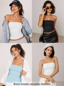 SHEIN BASICS 女款夏季露肩上衣上衣 - 紫色 - 查看 6