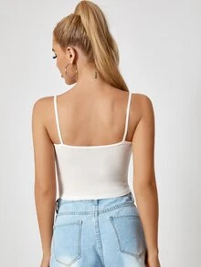SHEIN BAE لباس علوي كامي قصير بلون موحد - أبيض - مشاهدة 3
