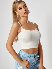 SHEIN BAE لباس علوي كامي قصير بلون موحد - أبيض - مشاهدة 6