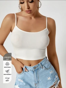 SHEIN BAE لباس علوي كامي قصير بلون موحد - أبيض - مشاهدة 8