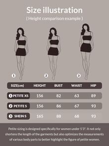 SHEIN PETITE Body de cuello cuadrado y ajuste ceñido, para mujeres de talla pequeña - Negro - Ver 6