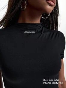 Innovista Innovista Women's Long Sleeve UPF 40+ Sports Sweatshirt Gym Sweatshirt Workout Sweatshirt Running Sweatshirt Sportswear Activewear Breathable Quick Dry Seamless High Stretch - Black - View 5