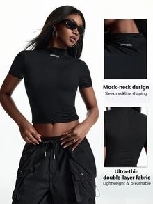 Innovista Innovista Women's Long Sleeve UPF 40+ Sports Sweatshirt Gym Sweatshirt Workout Sweatshirt Running Sweatshirt Sportswear Activewear Breathable Quick Dry Seamless High Stretch - Black - View 3
