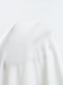 SHEIN BASICS 女款休閒百搭純色修身長袖T恤上衣 白色上衣 秋季女裝 秋季穿搭 - 白色 - 查看 8