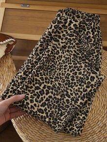 EMERY ROSE Women's Leopard Print Pocket Casual Ugly Daily Wear Long Pants Vacation Beige Summer - Brown - View 3