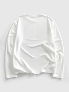 ROMWE MEN Casual Men's Plus Size Dark Style Cross Skull Graphic Print Long Sleeve T-Shirt - White - View 10