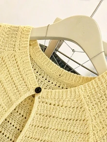 Franclia New Arrival Niche Design Striped Round Neck Cardigan, Unique Versatile Slimming For Women - Light Yellow - View 4