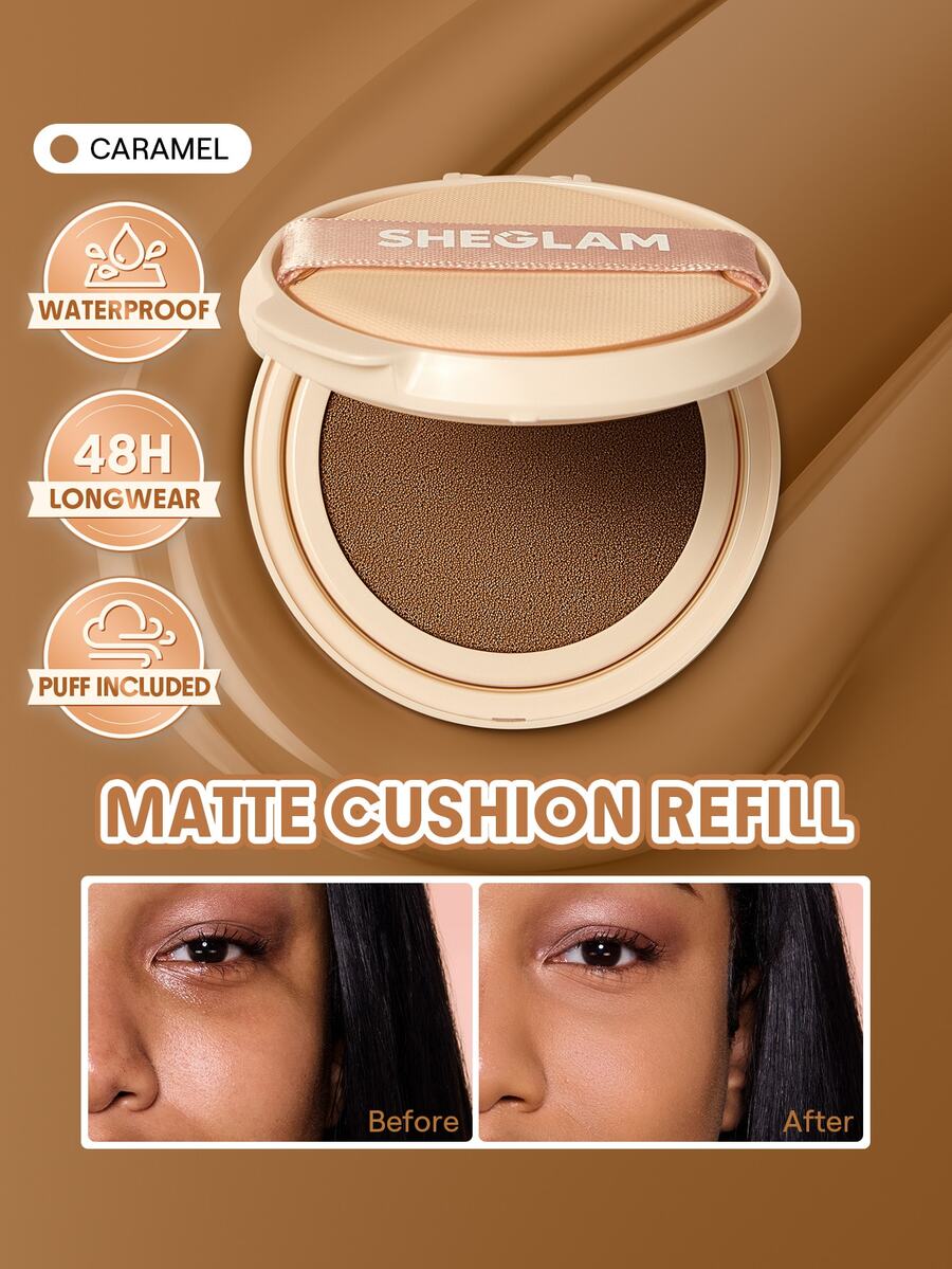SHEGLAM Lock & Go Long-Lasting Cushion Foundation-Caramel Brand Beauty Cosmetic Makeup For Women And Girls - Caramel - View 1