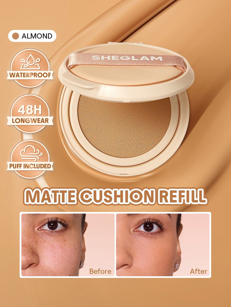 SHEGLAM Lock & Go Long-Lasting Cushion Foundation (Refill)-Almond Brand Beauty Cosmetic Makeup For Women And Girls - Almond - View 1