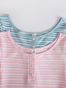 SHEIN 青少年女孩長袖連身褲，度假、日常穿著 - 彩色 - 查看 4