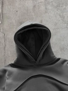 AXEPEAK Men's American Deconstructed Curved Split Casual Vacation Hoodie - Dark Grey - View 4