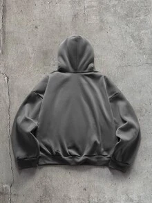 AXEPEAK Men's American Deconstructed Curved Split Casual Vacation Hoodie - Dark Grey - View 3