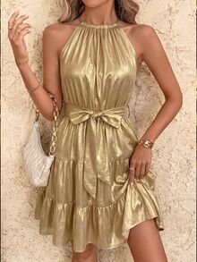 SHEIN Clasi Women Mini Dresses - Gold - View 1