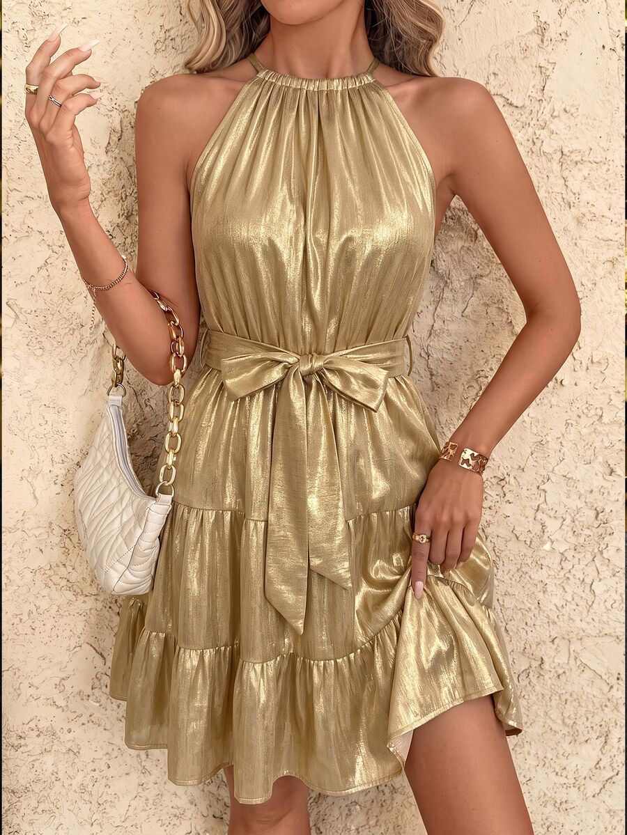 SHEIN Clasi Women Mini Dresses - Gold - View 1