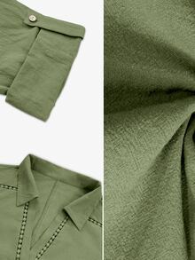 SHEIN LUNE CURVE Plus Size Blouses Fall - Army Green - View 6