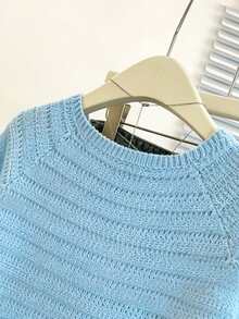 Franclia New Arrival Niche Design Striped Round Neck Distinctive Versatile Slim Fit Cardigan For Women - Baby Blue - View 6