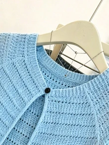 Franclia New Arrival Niche Design Striped Round Neck Distinctive Versatile Slim Fit Cardigan For Women - Baby Blue - View 5