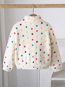 Emery Rose Kids Emery Rose Kids 女童波點圖案長袖前開拉鍊抓絨冬季外套 - 白色 - 查看 5