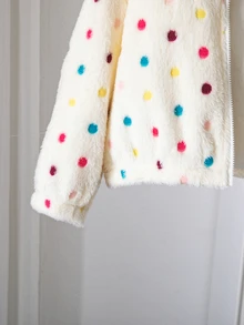 Emery Rose Kids Emery Rose Kids 女童波點圖案長袖前開拉鍊抓絨冬季外套 - 白色 - 查看 7