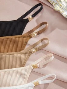 Lowkey Lull 5pcs/Set Women's Minimalist Multi-Color Thong Panties, Suitable For Summer - Multicolor - View 3
