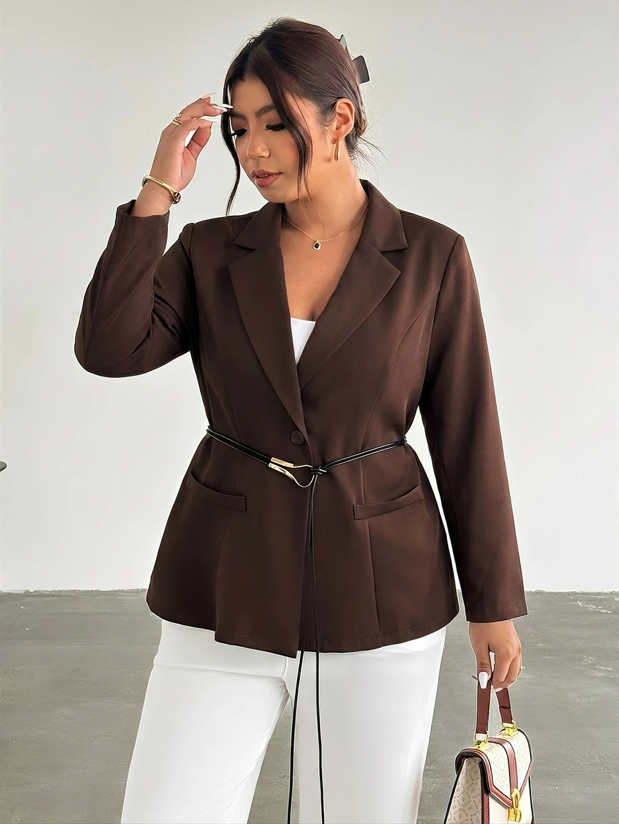 Firerie Plus Size Fashion Commuter Solid Color Blazer