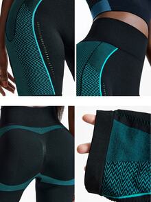 Innovista Innovista 女款波浪紋黑色高腰日常健身運動短褲，健身房運動訓練、網球健身、時尚休閒運動服，適合外出穿著 - 藍色 - 查看 6