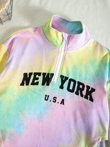 SHEIN 女童紮染印花運動衫與緊身褲套裝 - 彩色 - 查看 7
