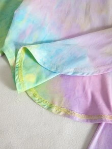 SHEIN 女童紮染印花運動衫與緊身褲套裝 - 彩色 - 查看 9