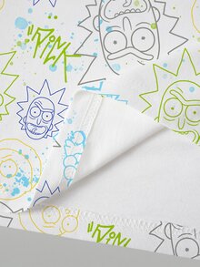Rick and Morty X SHEIN تي شيرت رجالي بطبعة كرتونية - أبيض - مشاهدة 6