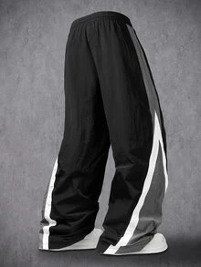 Manfinity Denimwave Men's Casual Daily Drawstring Waist Sports Long Pants - Black - View 2