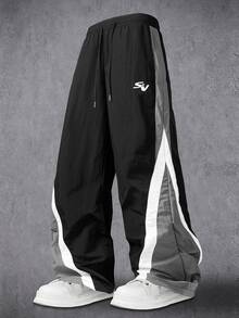 Manfinity Denimwave Men's Casual Daily Drawstring Waist Sports Long Pants - Black - View 4