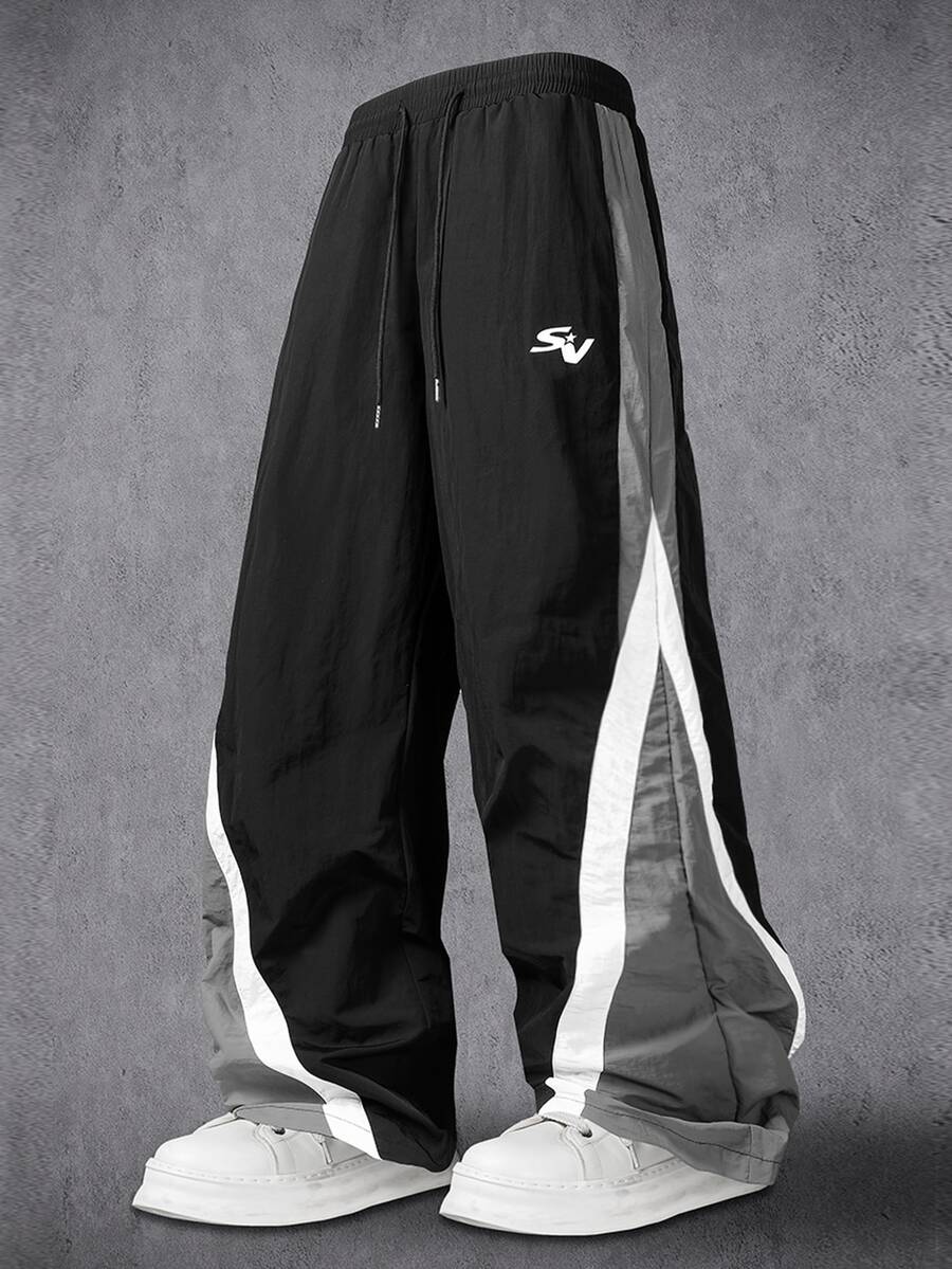 Manfinity Denimwave Men's Casual Daily Drawstring Waist Sports Long Pants - Black - View 1