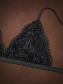 Bella Beso 3 PiecesLingerie Set (Wireless Bra + Thong + Garter Belt With Leg Straps) - Black - View 10
