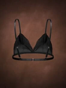 Bella Beso 3 PiecesLingerie Set (Wireless Bra + Thong + Garter Belt With Leg Straps) - Black - View 12