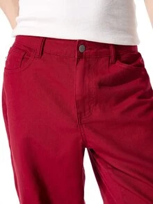 ROMWE MEN Street Life Men's Straight Leg Stacked Cross Jeans - Red - View 2