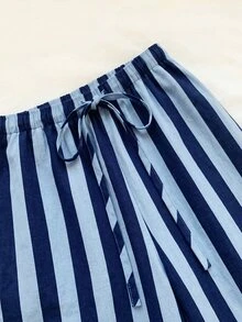 SHEIN EZwear Women's Casual Tie Waist Straight Leg Pants, Suitable For Summer - Multicolor - View 8