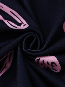 Tween Girl Casual Cute Heart Letter Printed Flame Resistant Long Sleeve Cardigan Pants Comfortable Loungewear Set Black And Pink Autumn - Multicolor - View 3