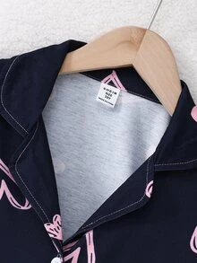 Tween Girl Casual Cute Heart Letter Printed Flame Resistant Long Sleeve Cardigan Pants Comfortable Loungewear Set Black And Pink Autumn - Multicolor - View 6