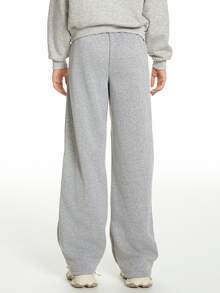Teen Girl Plain Front Tie Pocket Casual Pants, Daily Wear Grey Autumn - Grey - View 2