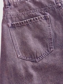 ROMWE MEN Street Life Men's Multi-Pocket Loose Casual Cargo Denim Jeans - Purple - View 5