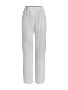 TaskEZ Women's Solid Color V-Neck Short Sleeve Top And Pants Nurse Scrub Uniform Set - White - View 4
