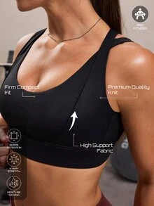 Solea Cove Solea Cove Women's Solid Color Hollow Out Seamless Sports Bra Gym Black Summer Sporty Athleisure - Black - View 2