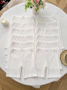SHEIN 3PCS Tween Girls Solid Color Fitted Base Shorts - White - View 1