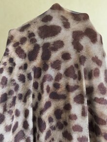 Elaquor Plus Size Women's Leopard Print Round Neck Lantern Sleeve Casual Dress Casual Vacation Daily Going Out Dress For Women Fall/Winter Casual Office Dress - Brown - View 7