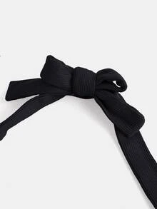 SHEIN 多色夏季休閒海灘青少年女孩無肩帶抓皺彈性蝴蝶結修身短版上衣，適合度假、校園、運動與戶外 - 彩色 - 查看 5
