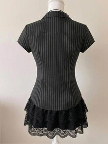 Attitoon Women's Striped Casual Versatile Everyday Travel Shirt - Black - View 2